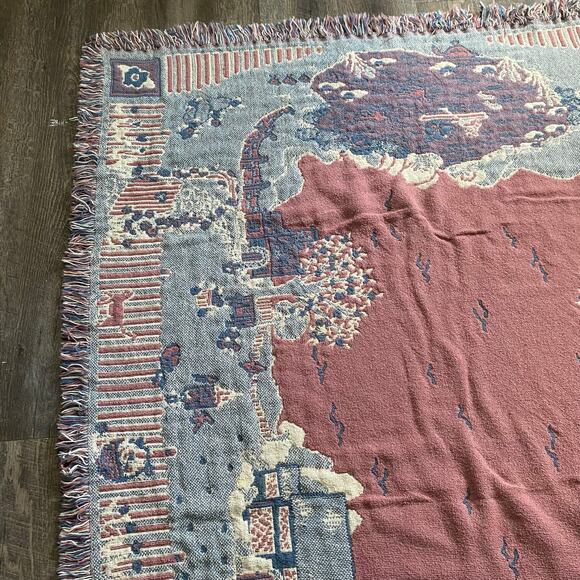 Tapestry Blanket Farm House Animals Pastel Colors 4ft by 5.8ft - Picture 6 of 8